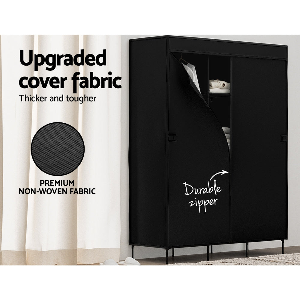 Artiss Large Portable Clothes Closet Wardrobe with Shelf Black 8