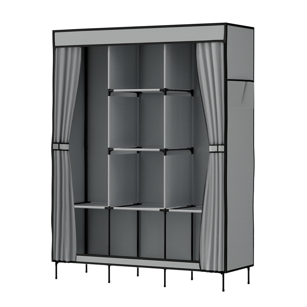 Artiss Large Portable Clothes Closet Wardrobe with Shelf Grey 3