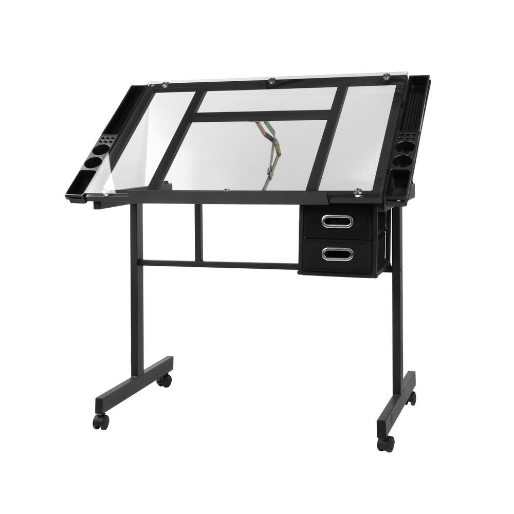Artiss Drawing Desk Drafting Table Black 8