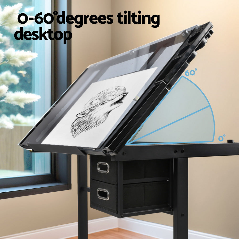 Artiss Drawing Desk Drafting Table Black 4