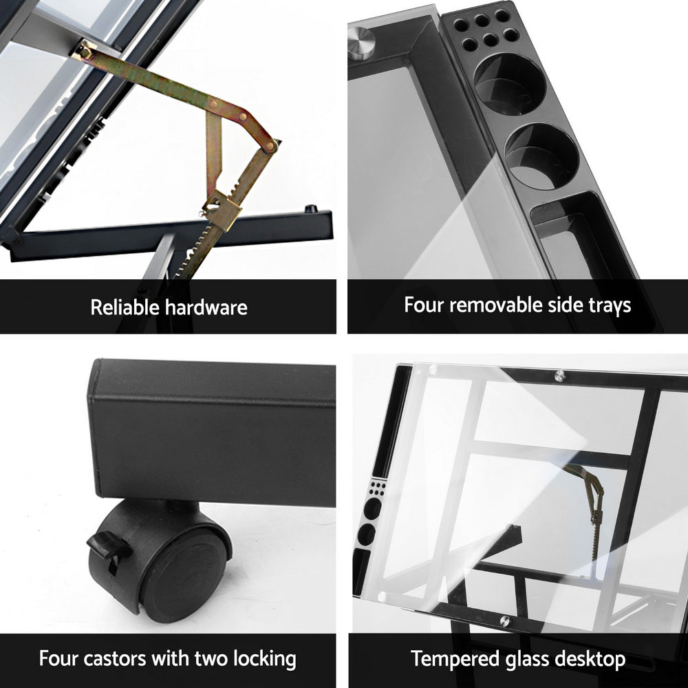 Artiss Drawing Desk Drafting Table Black 6