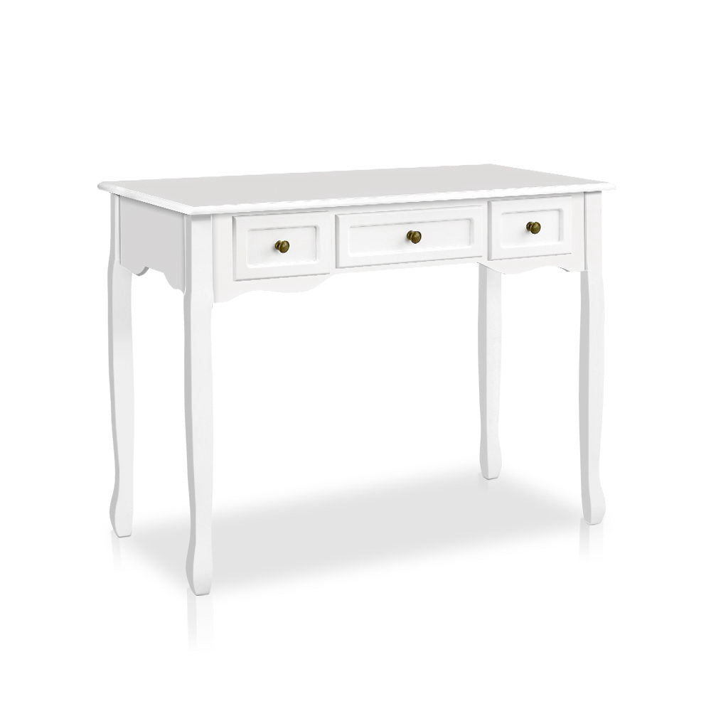Artiss Console Table 3 Drawers White Hamptons 3