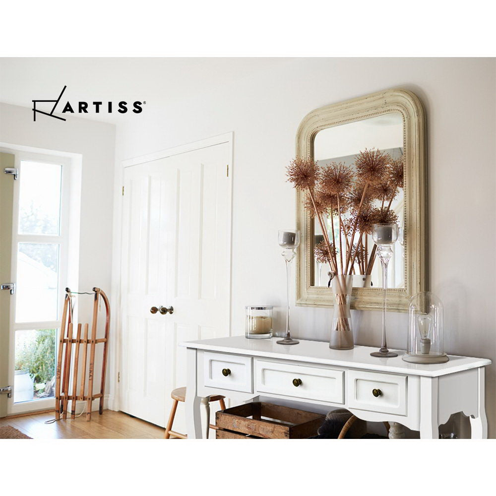 Artiss Console Table 3 Drawers White Hamptons 8
