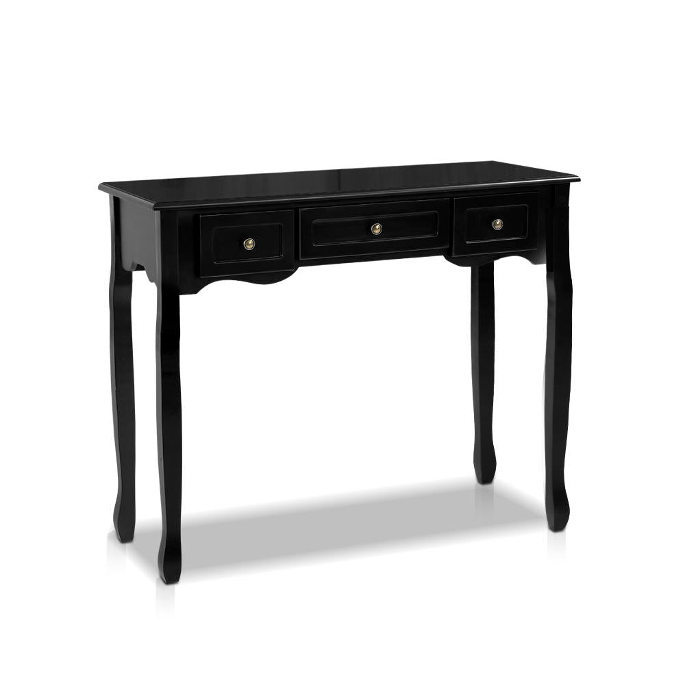 Artiss Console Table 3 Drawers Black Hamptons 3