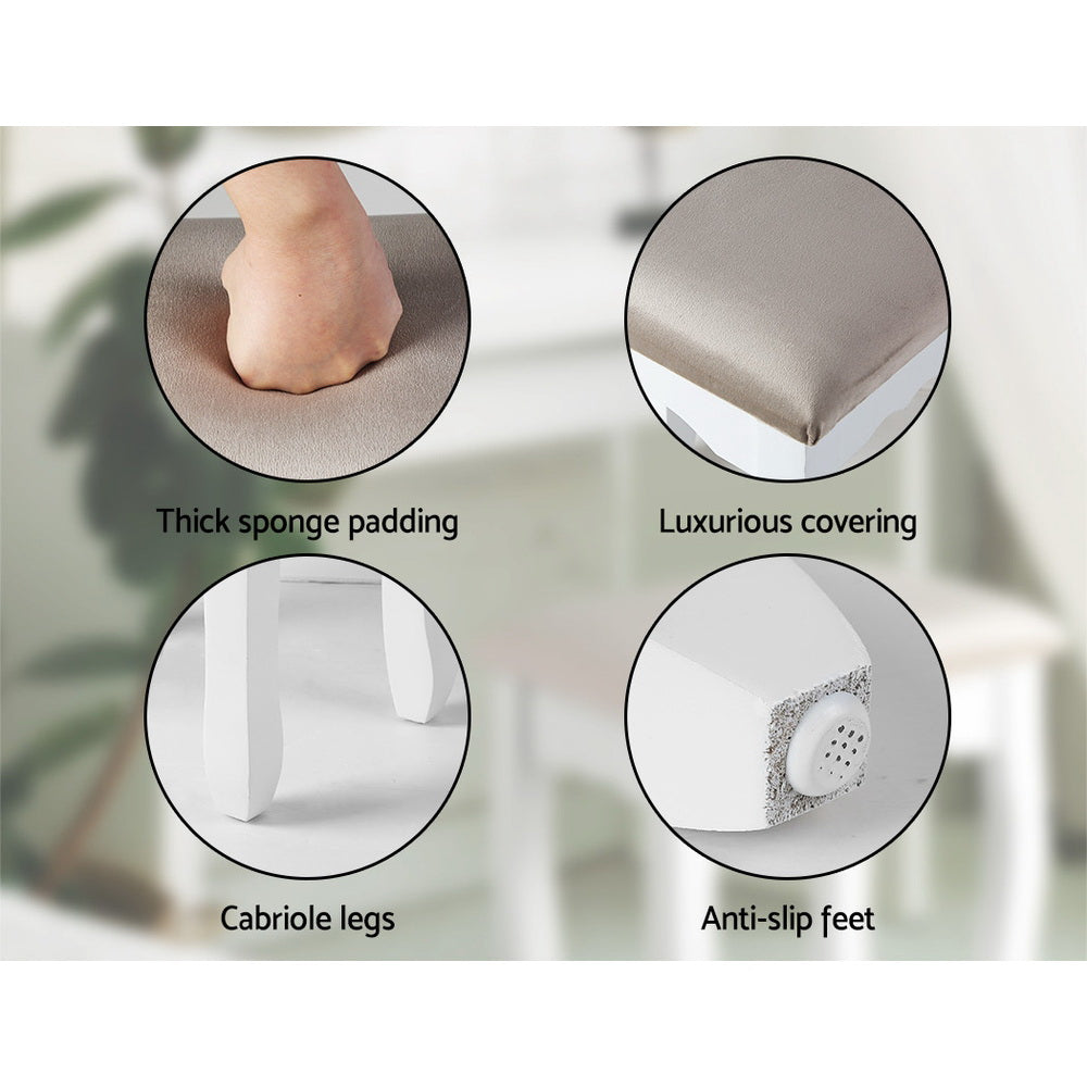 Artiss Dressing Table Stool Velvet Grey 6