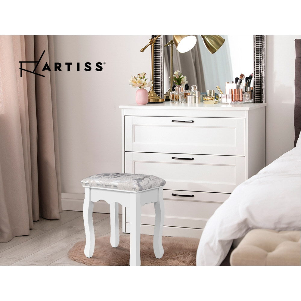 Artiss Dressing Table Stool Velvet White 6
