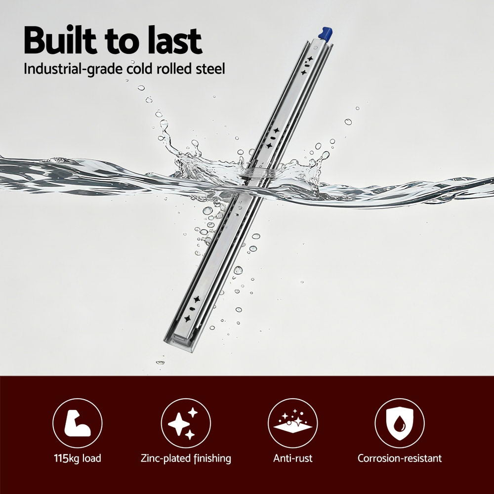 Giantz 2x Drawer Slides Heavy Duty Full Extension Locking 1150-2300mm Length 4