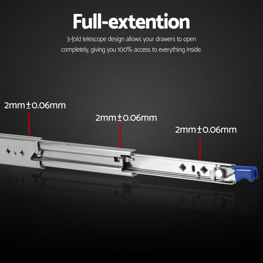 Giantz 2x Drawer Slides Heavy Duty Full Extension Locking 750-1500mm Length 5
