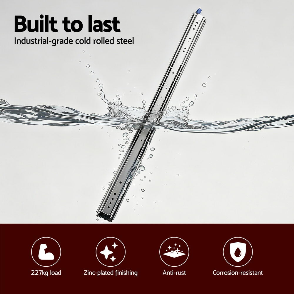 Giantz 2x Drawer Slides Full Extension Locking 227kg 1321-2642mm Length 4