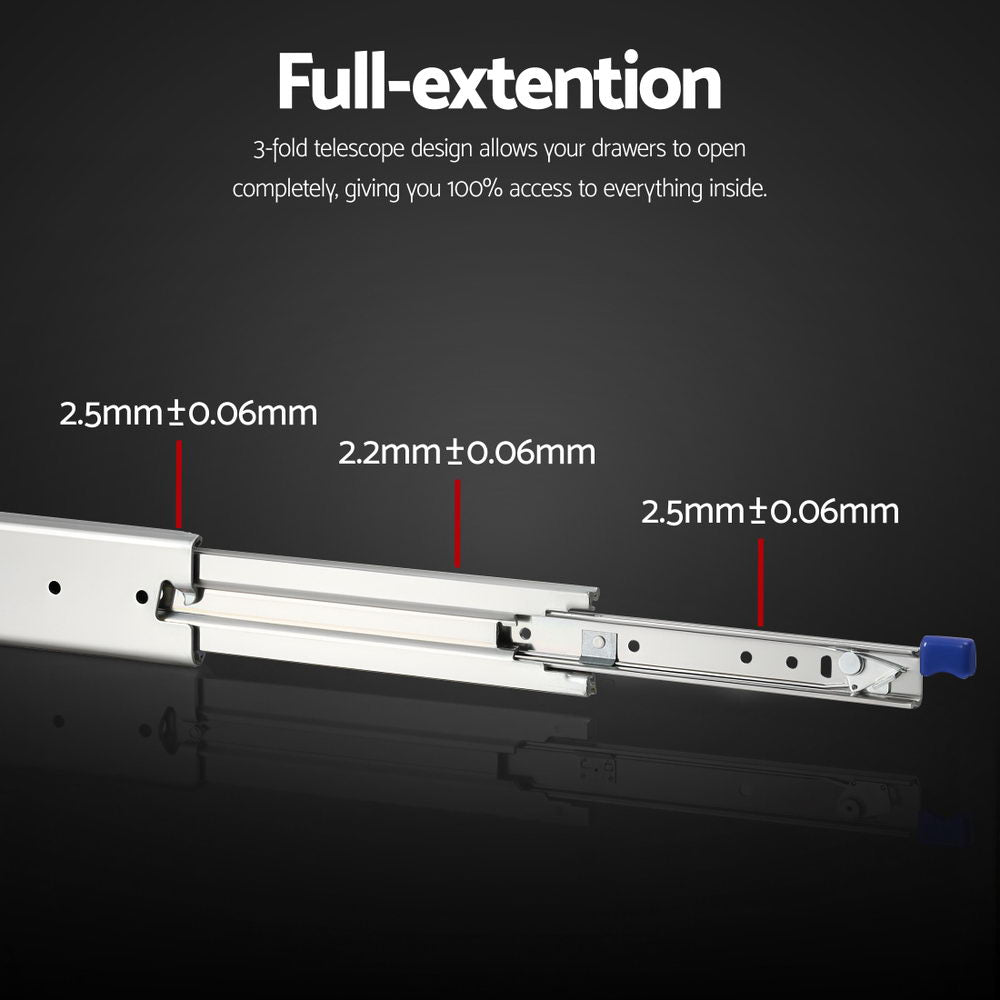 Giantz 2x Drawer Slides Full Extension Locking 227kg 1524-3048mm Length 5