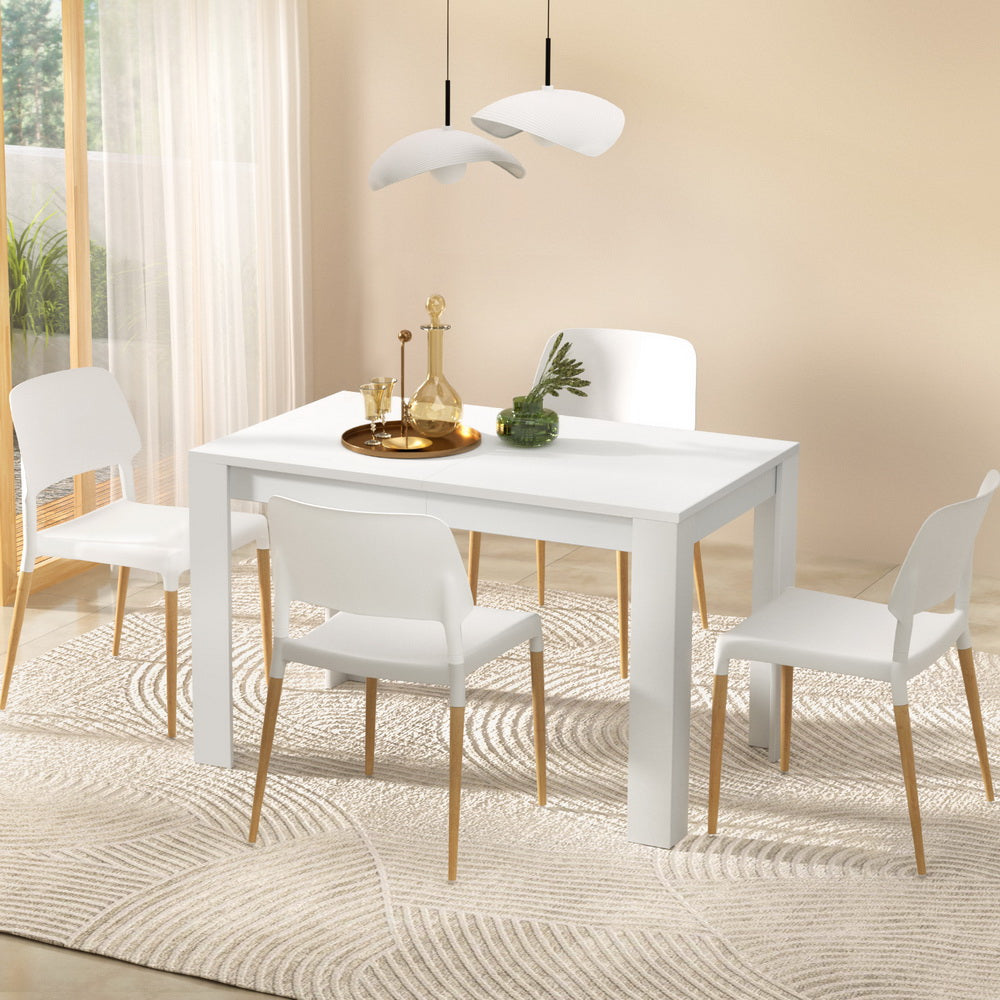 1 Artiss Dining Table and 4 Chairs Set White Wood 7