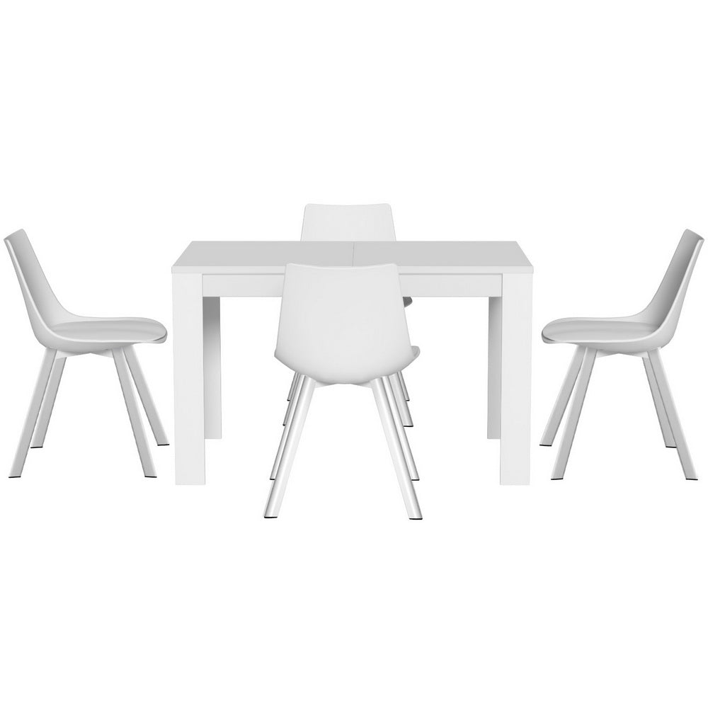 1 Artiss Dining Table and 4 Chairs Set Rectangle White 3