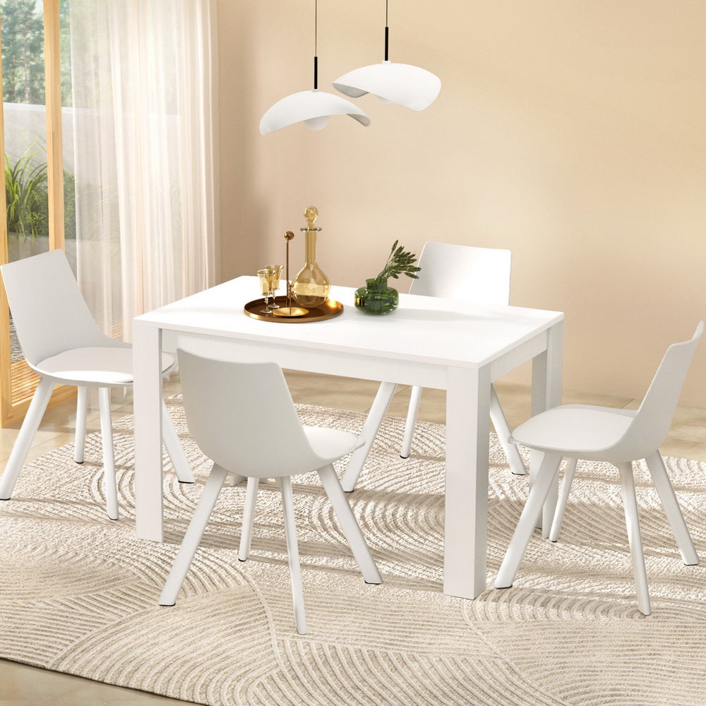 1 Artiss Dining Table and 4 Chairs Set Rectangle White 7