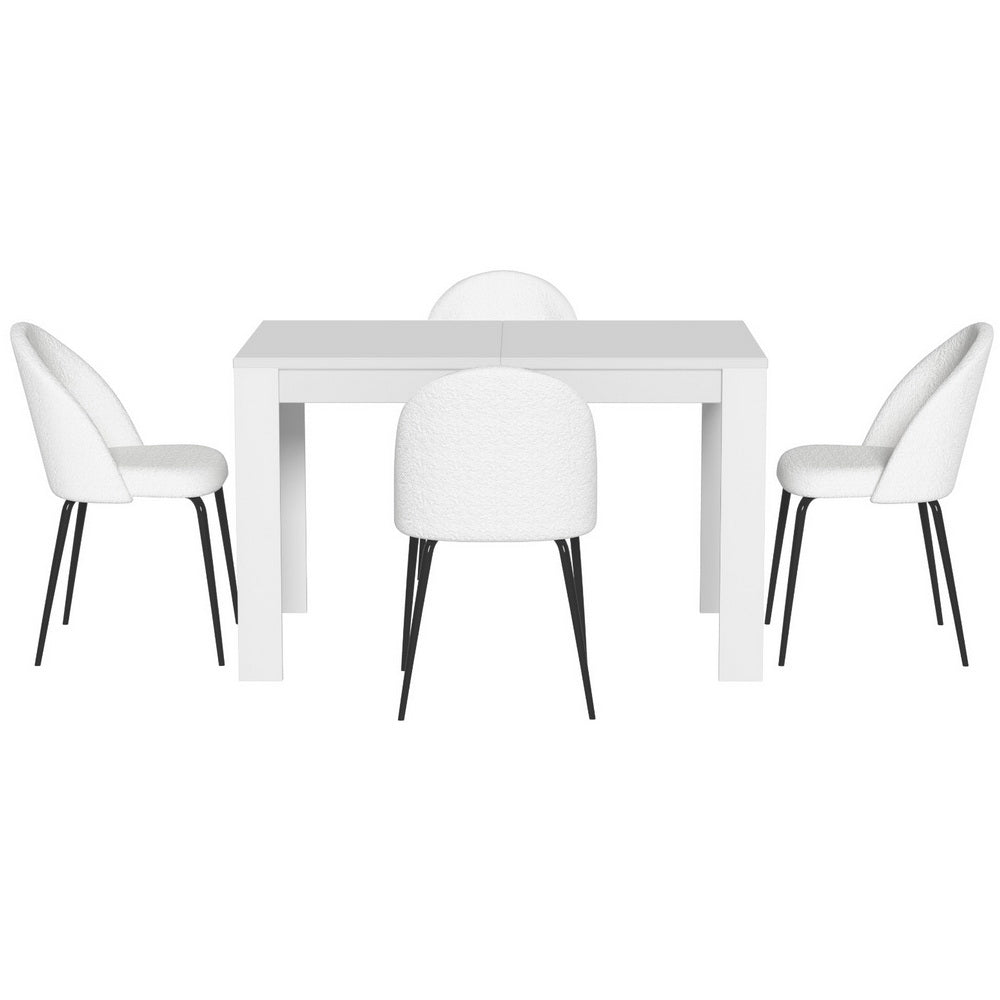 1 Artiss Dining Table and 4 Chairs Set White Sherpa 3
