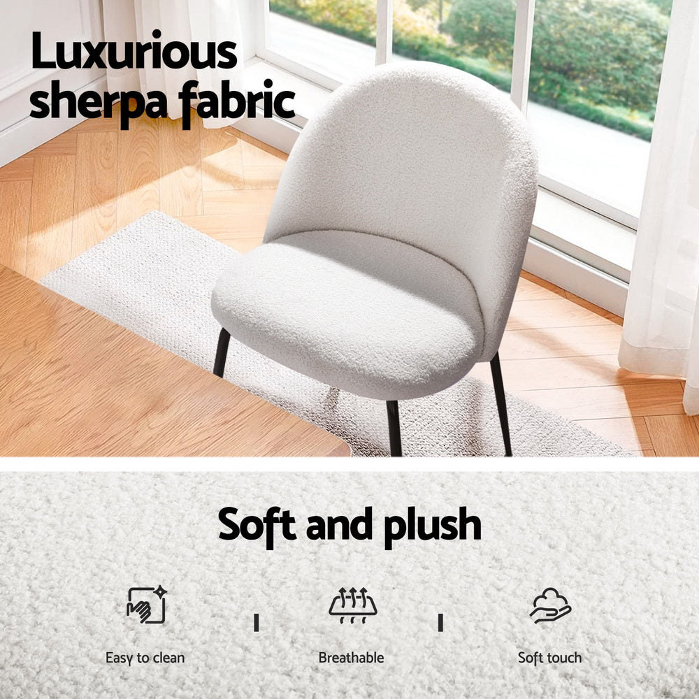 1 Artiss Dining Table and 4 Chairs Set White Sherpa 6