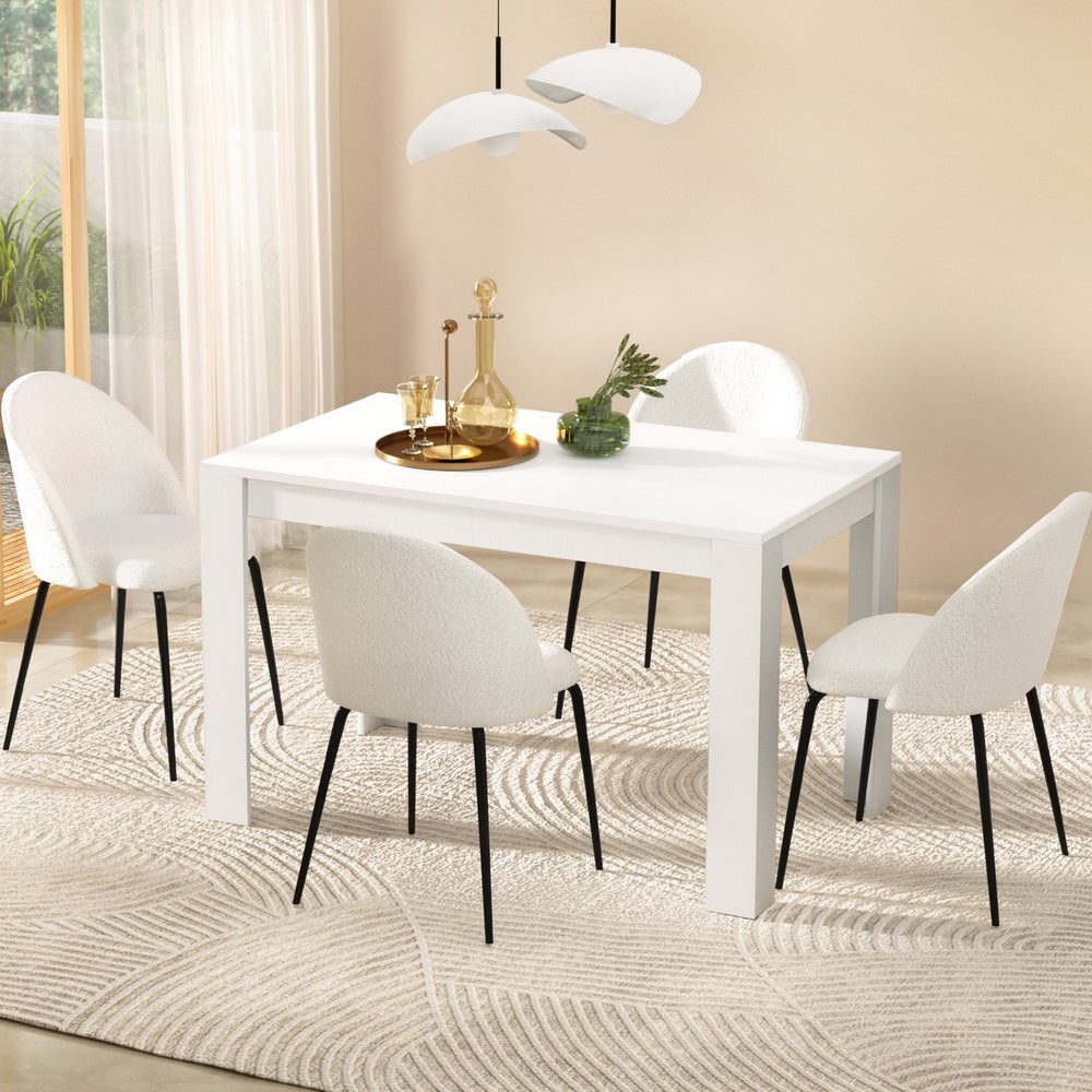 1 Artiss Dining Table and 4 Chairs Set White Sherpa 7