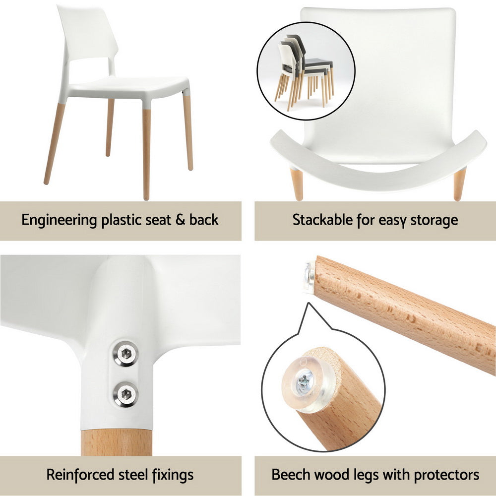 1 Artiss Dining Table and 4 Chairs Set Round White 6