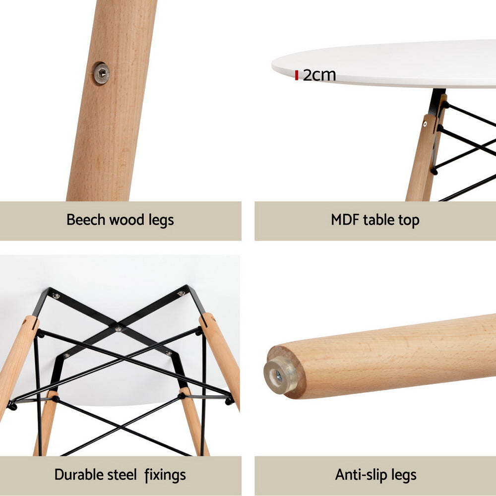 1 Artiss Dining Table and 2 Chairs Set DSW 90cm 5