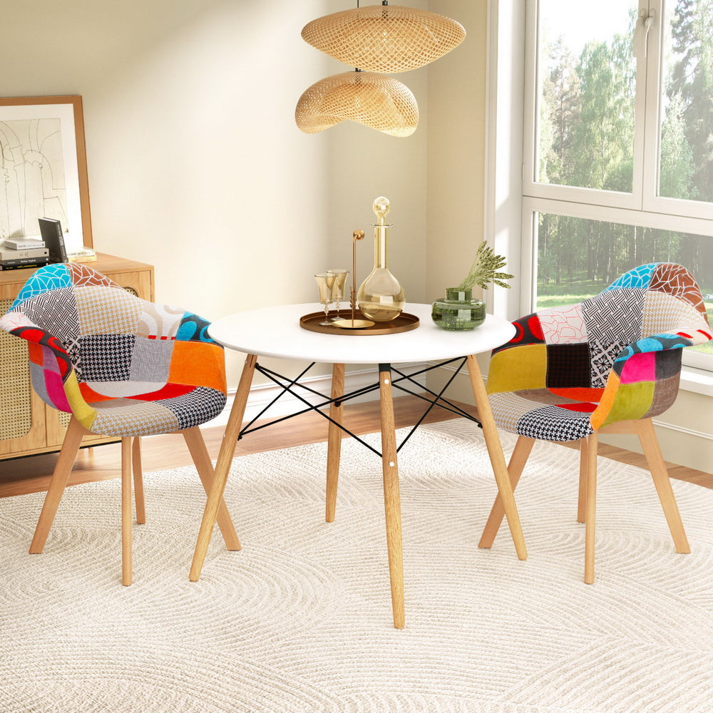 1 Artiss Dining Table and 2 Chairs Set DSW 90cm 7