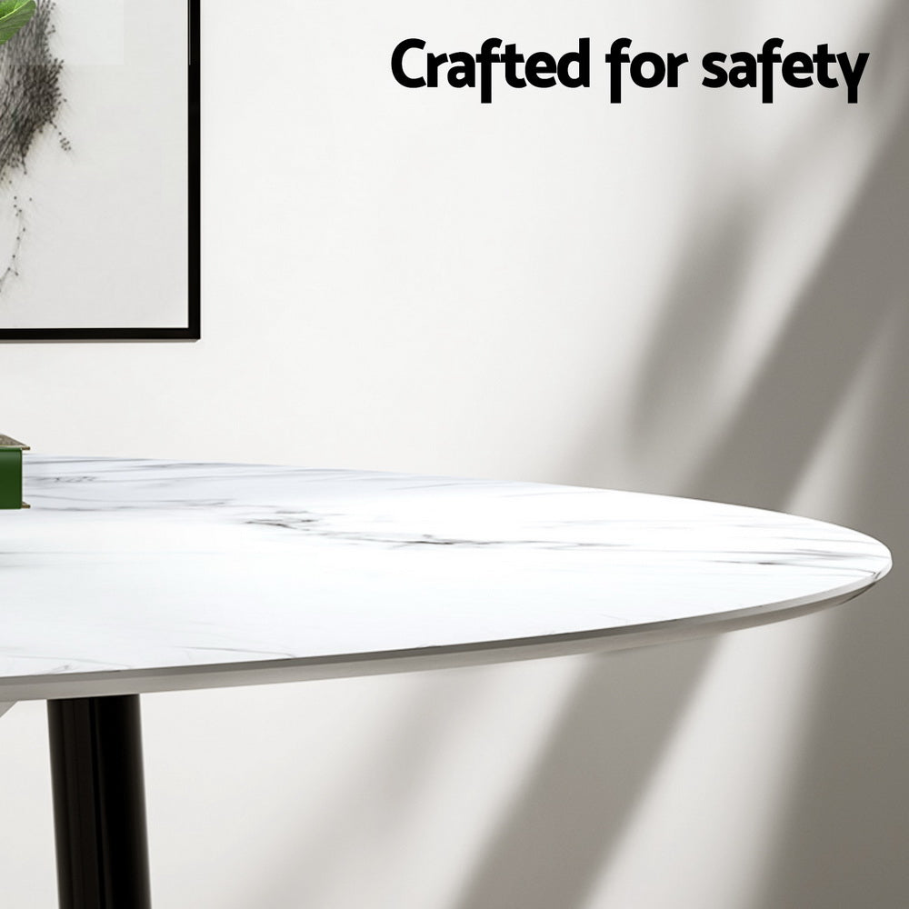 1 Artiss Dining Table and 4 Chairs Set Marble Black 4