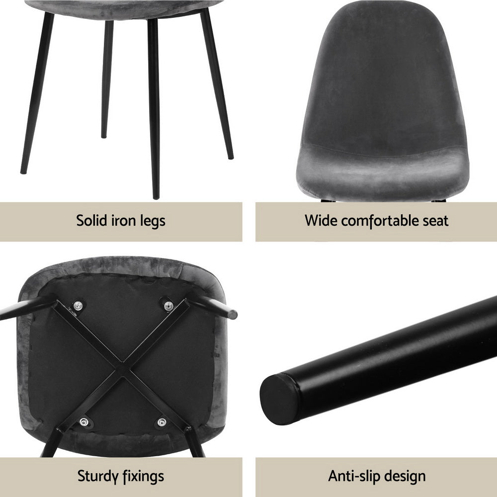 1 Artiss Dining Table and 4 Chairs Set Marble Grey 6