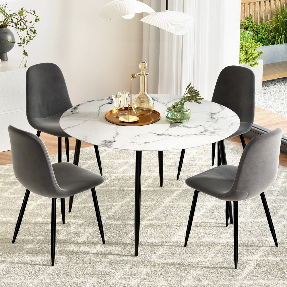 1 Artiss Dining Table and 4 Chairs Set Marble Grey 7
