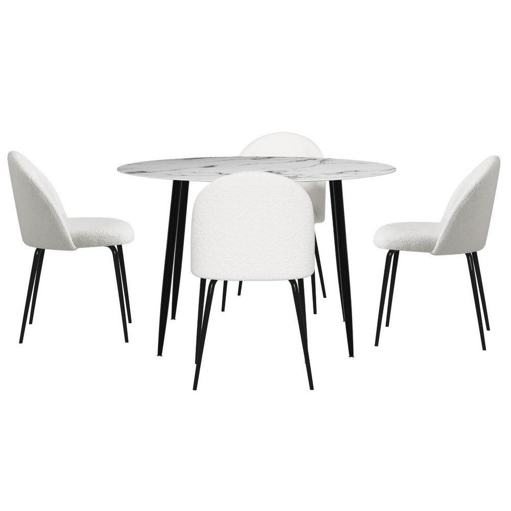 1 Artiss Dining Table and 4 Chairs Set Marble White 3