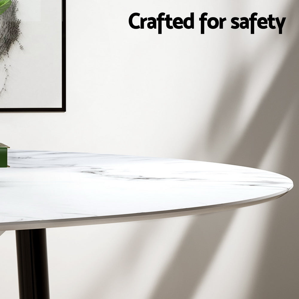 1 Artiss Dining Table and 4 Chairs Set Marble White 4