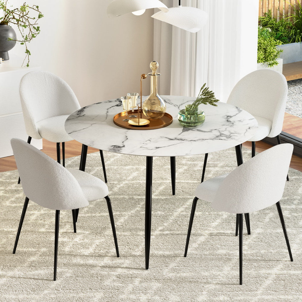 1 Artiss Dining Table and 4 Chairs Set Marble White 7