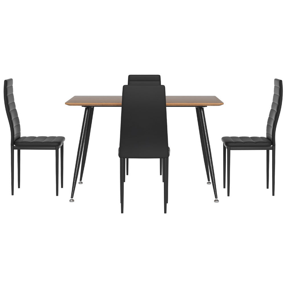 1 Artiss Dining Table and 4 Chairs Set Rectangle Metal 3