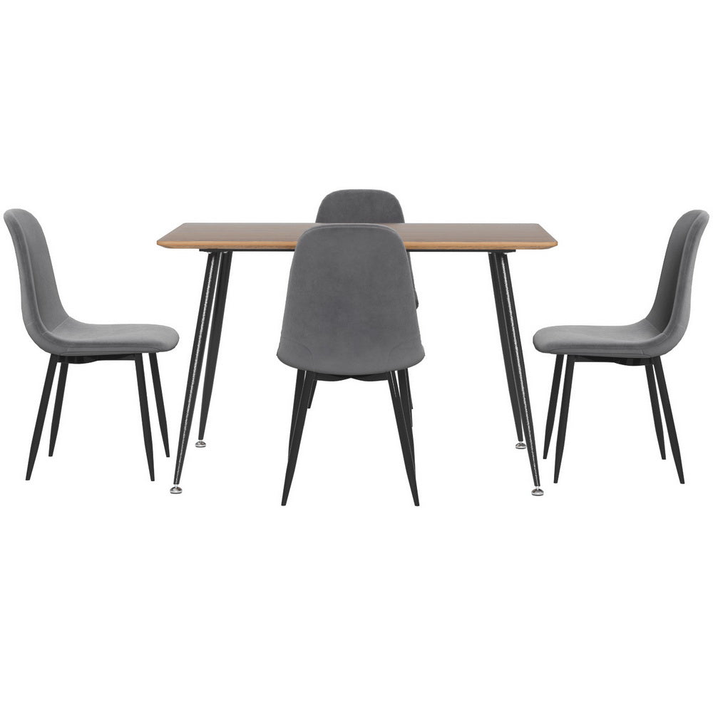 1 Artiss Dining Table and 4 Chairs Set Grey Metal 3