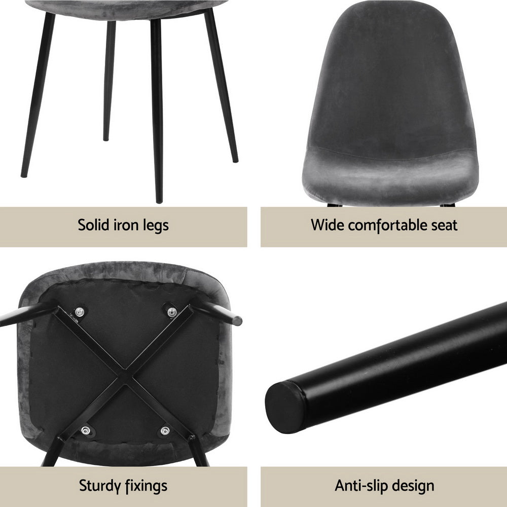 1 Artiss Dining Table and 4 Chairs Set Grey Metal 6