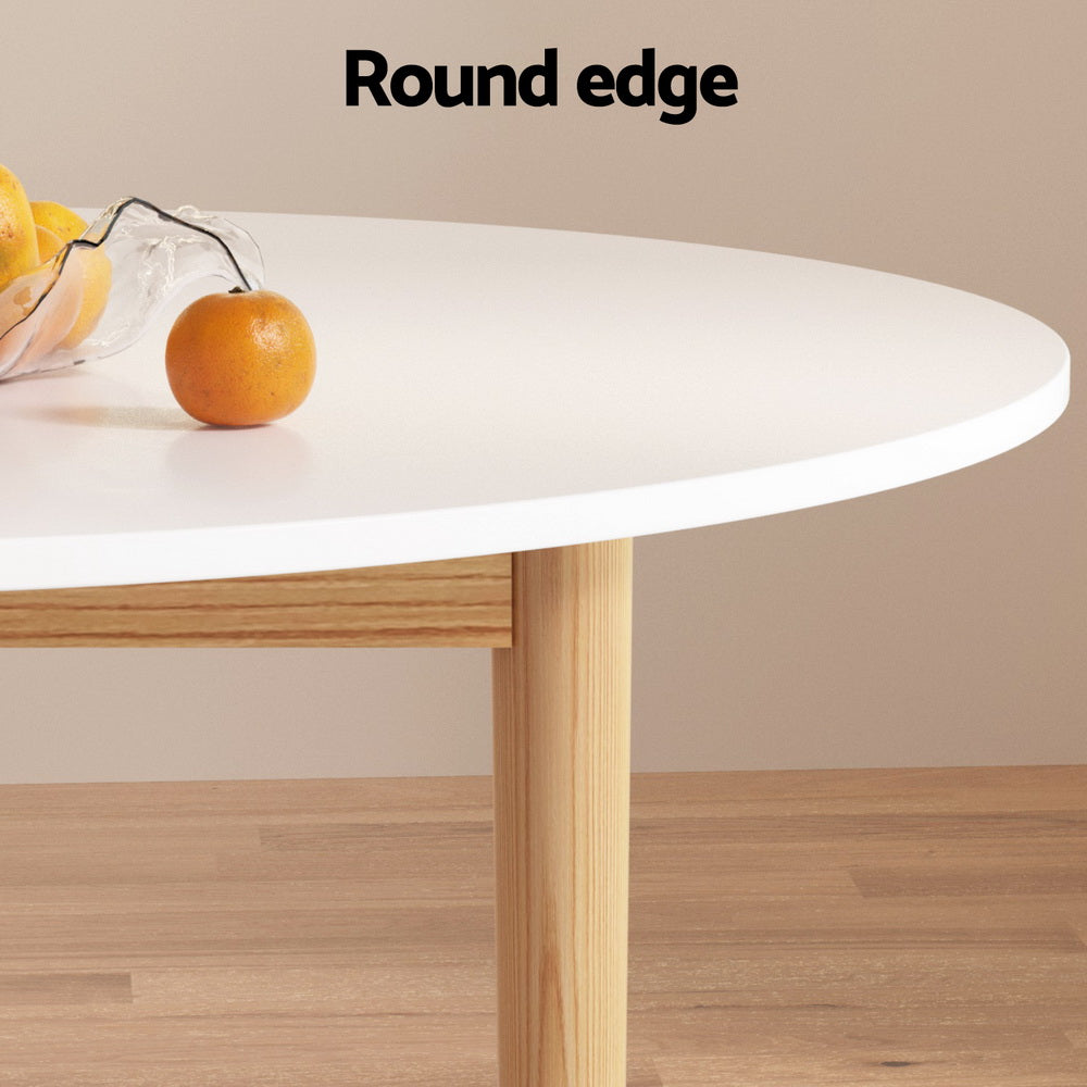 1 Artiss Dining Table and 4 Chairs Set White Wood 4