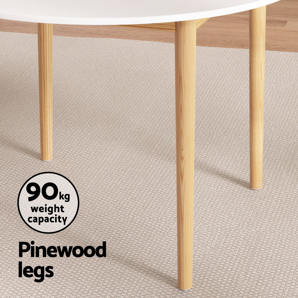 1 Artiss Dining Table and 4 Chairs Set White Wood 5