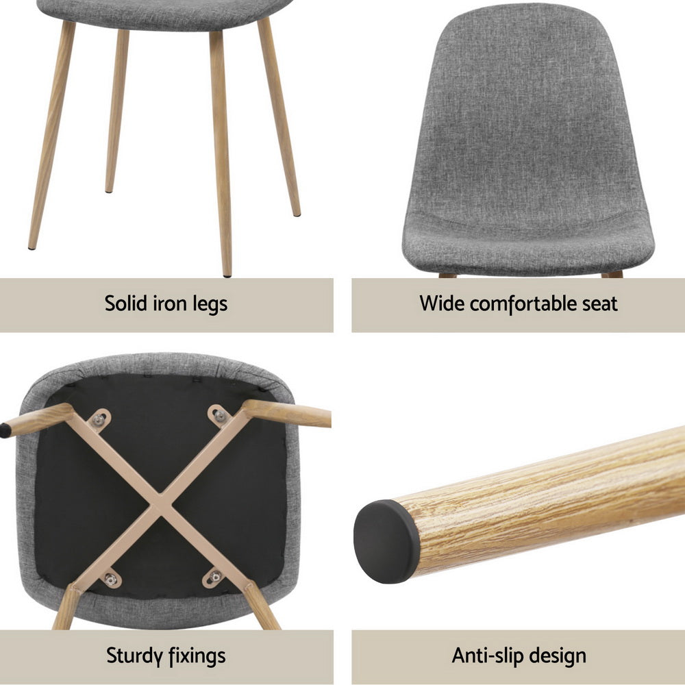 1 Artiss Dining Table and 4 Chairs Set White Grey 6