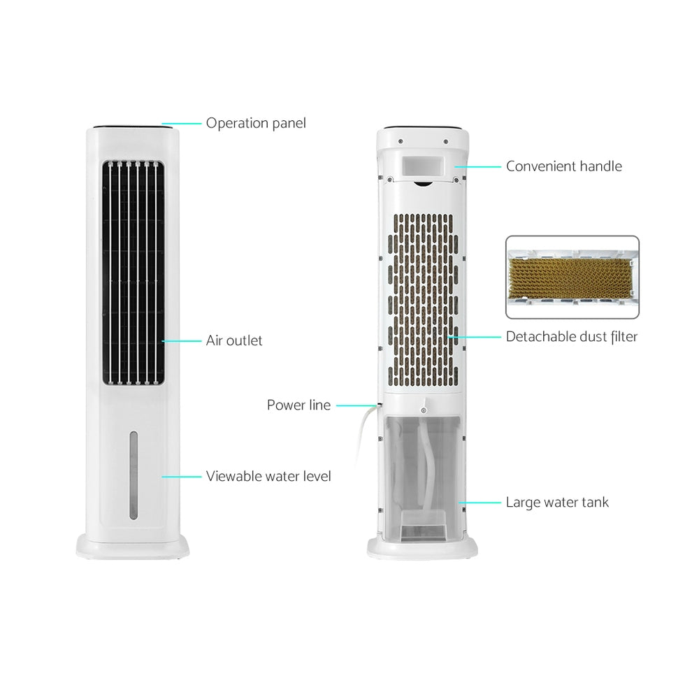 Devanti Tower Evaporative Air Cooler Conditioner Portable Cool Fan Humidifier 6L 6