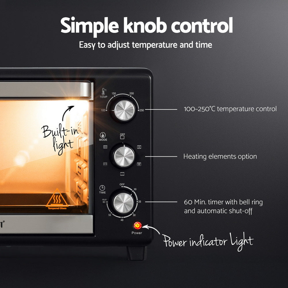 Devanti 30L Convection Oven Electric Fryer Ovens 1600W 6