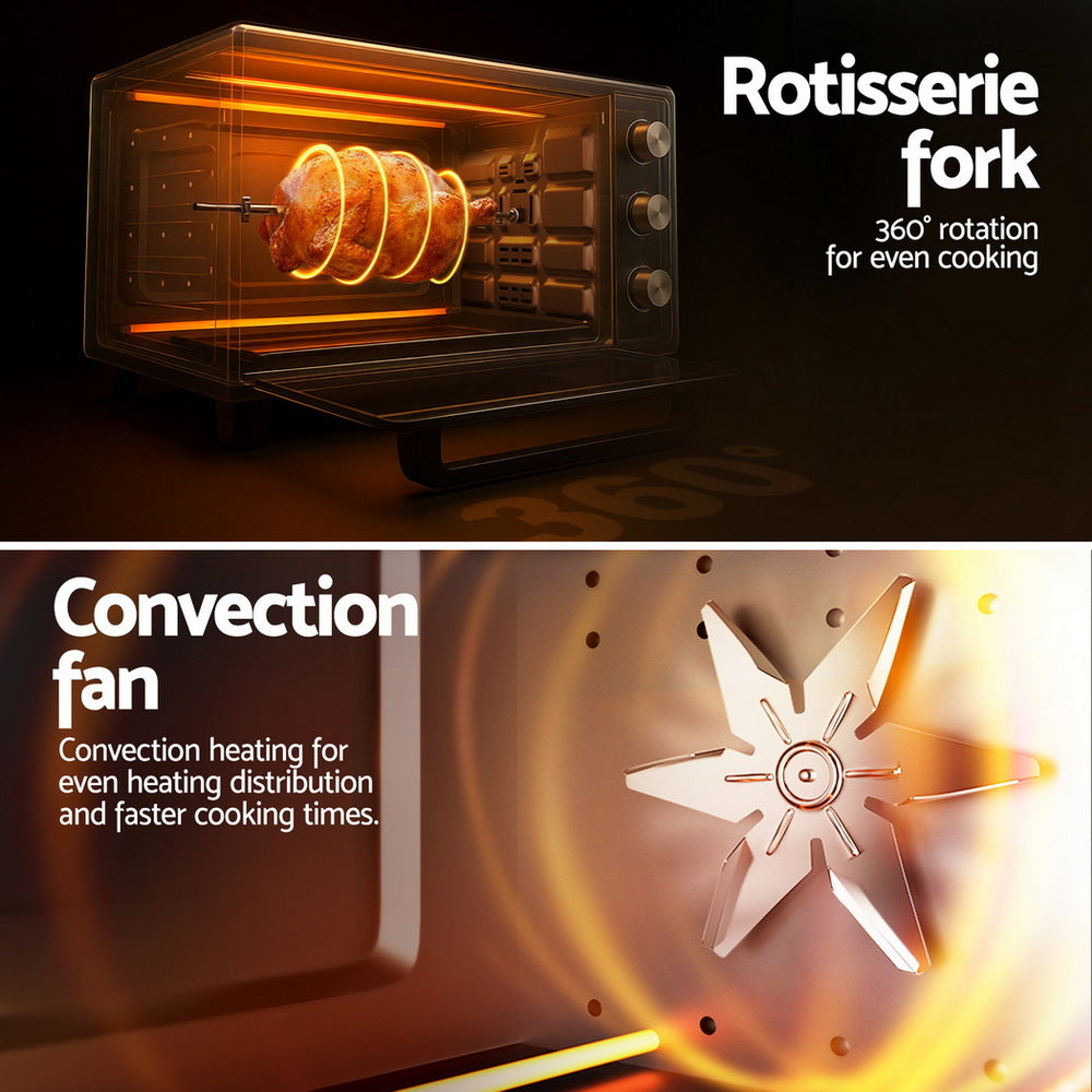 Devanti 30L Convection Oven Electric Fryer Ovens 1600W 8