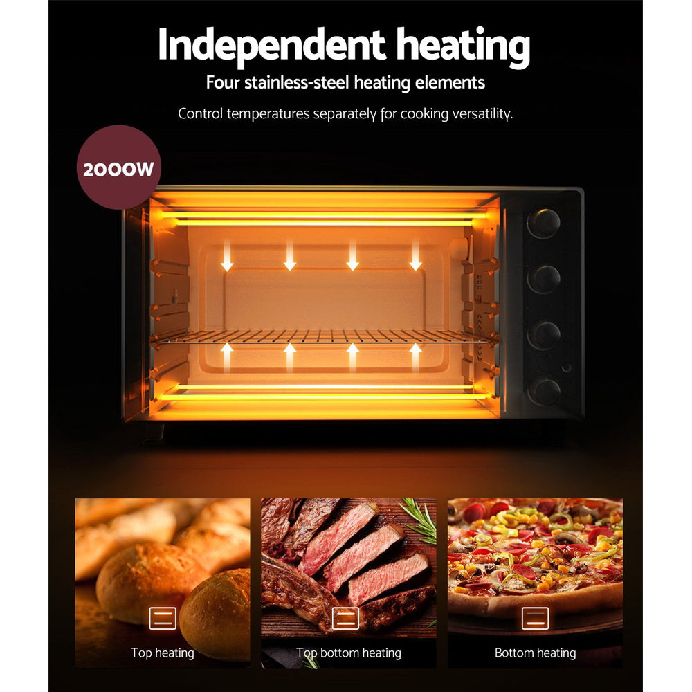 Devanti 60L Convection Oven Electric Fryer Ovens 2000W 4