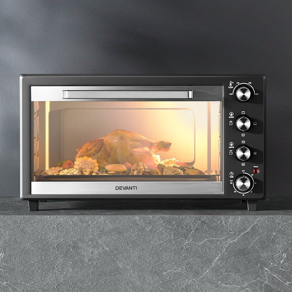 Devanti 60L Convection Oven Electric Fryer Ovens 2000W 6