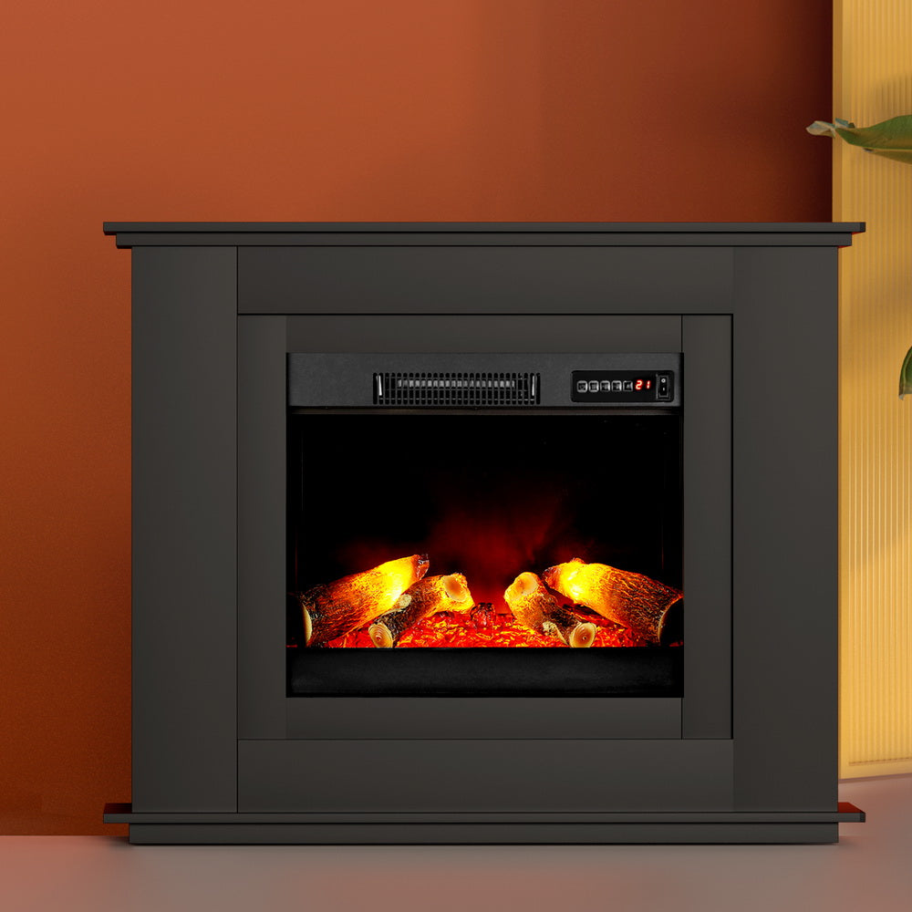 Devanti Electric Fireplace Fire Heater 2000W Black 7