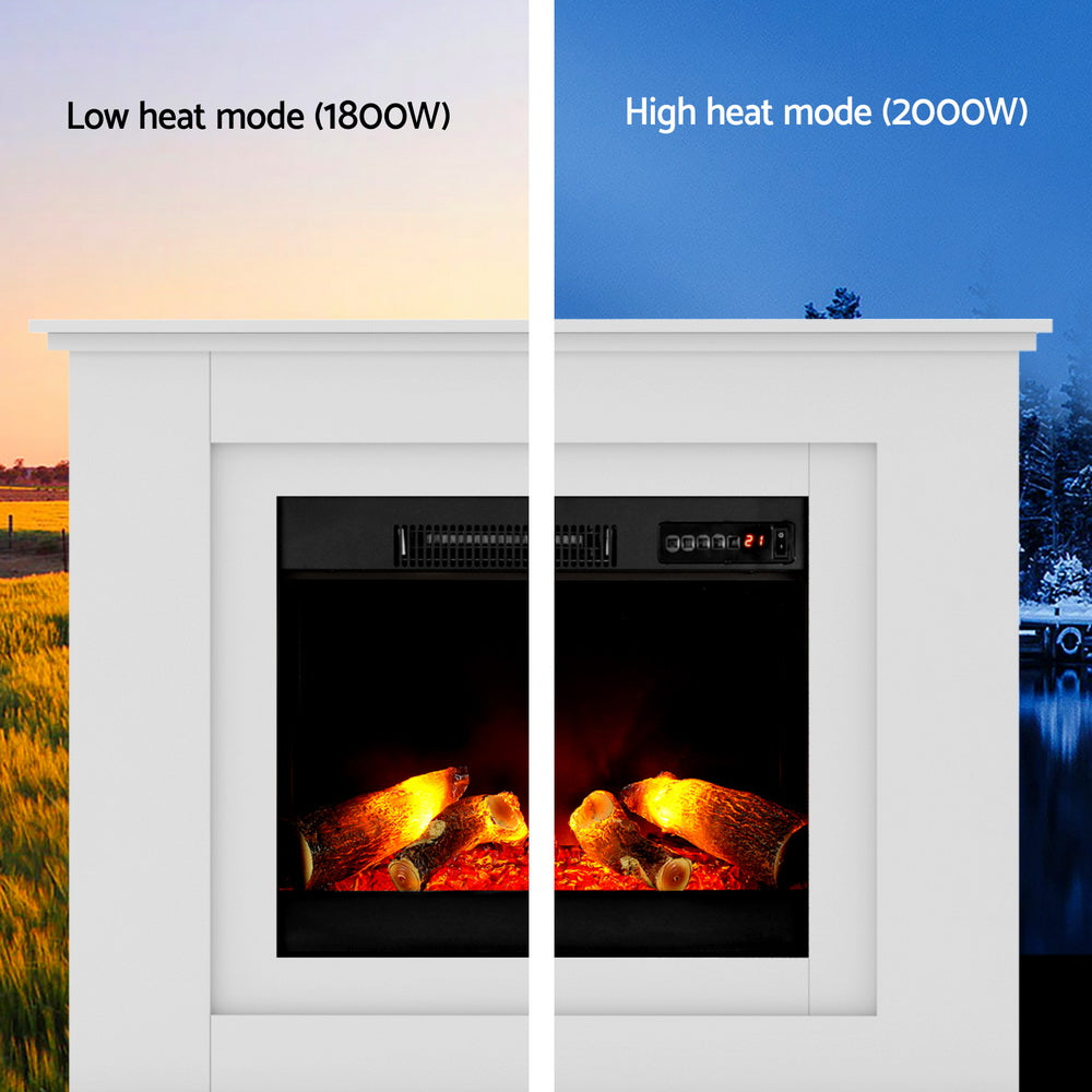 Devanti Electric Fireplace Fire Heater 2000W White 4