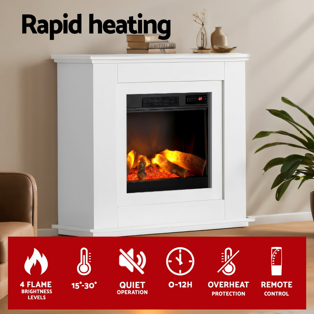 Devanti Electric Fireplace Fire Heater 2000W White 5