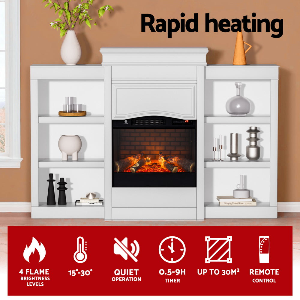 Devanti 2000W Electric Fireplace Fire Heater White 5