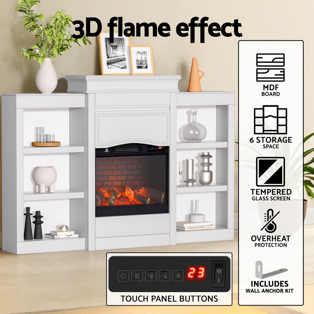 Devanti 2000W Electric Fireplace Fire Heater White 6