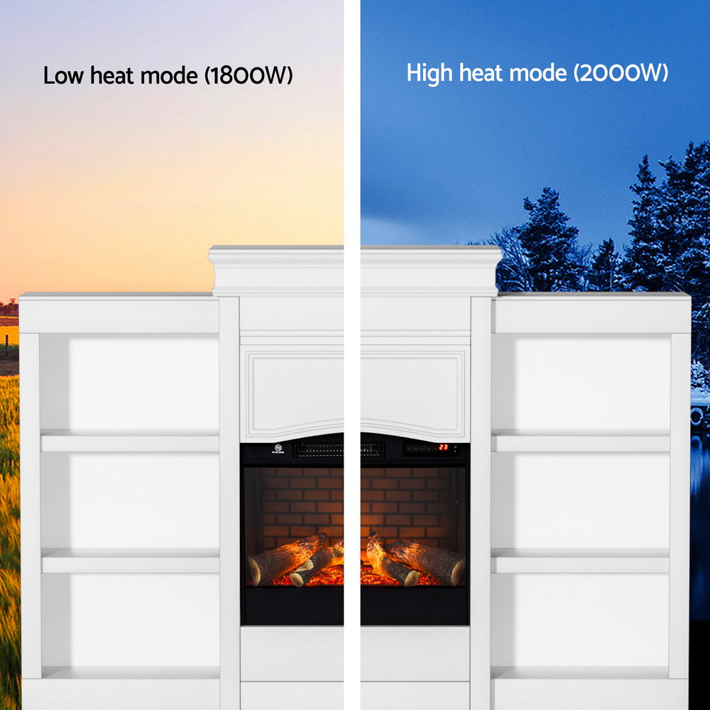 Devanti 2000W Electric Fireplace Fire Heater White 7