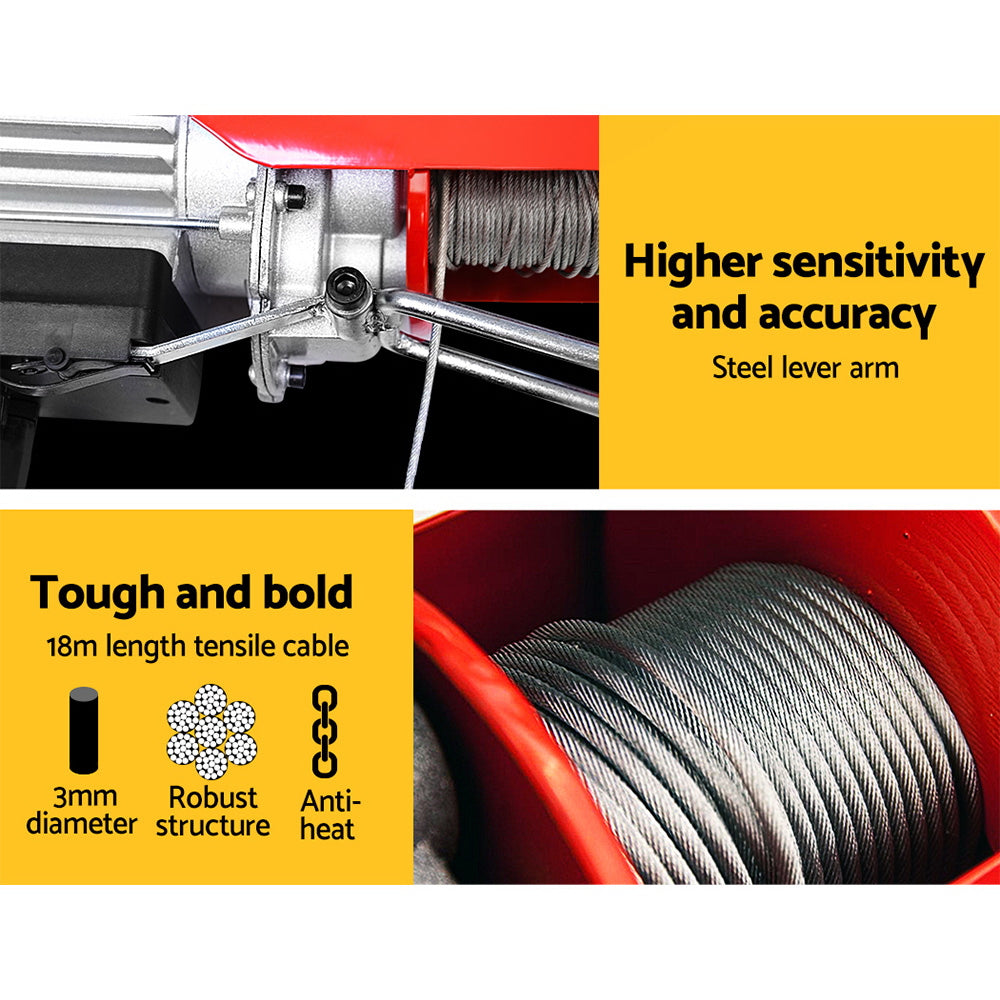 Giantz Electric Hoist Winch 125/250KG Cable 18M Rope Tool Remote Chain Lifting 3