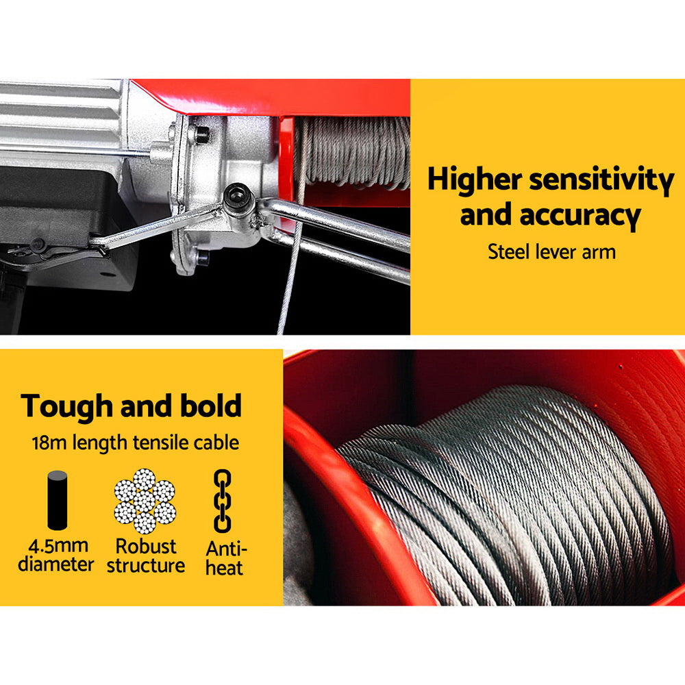 Giantz Electric Hoist Winch 300/600KG Cable 18M Rope Tool Remote Chain Lifting 3