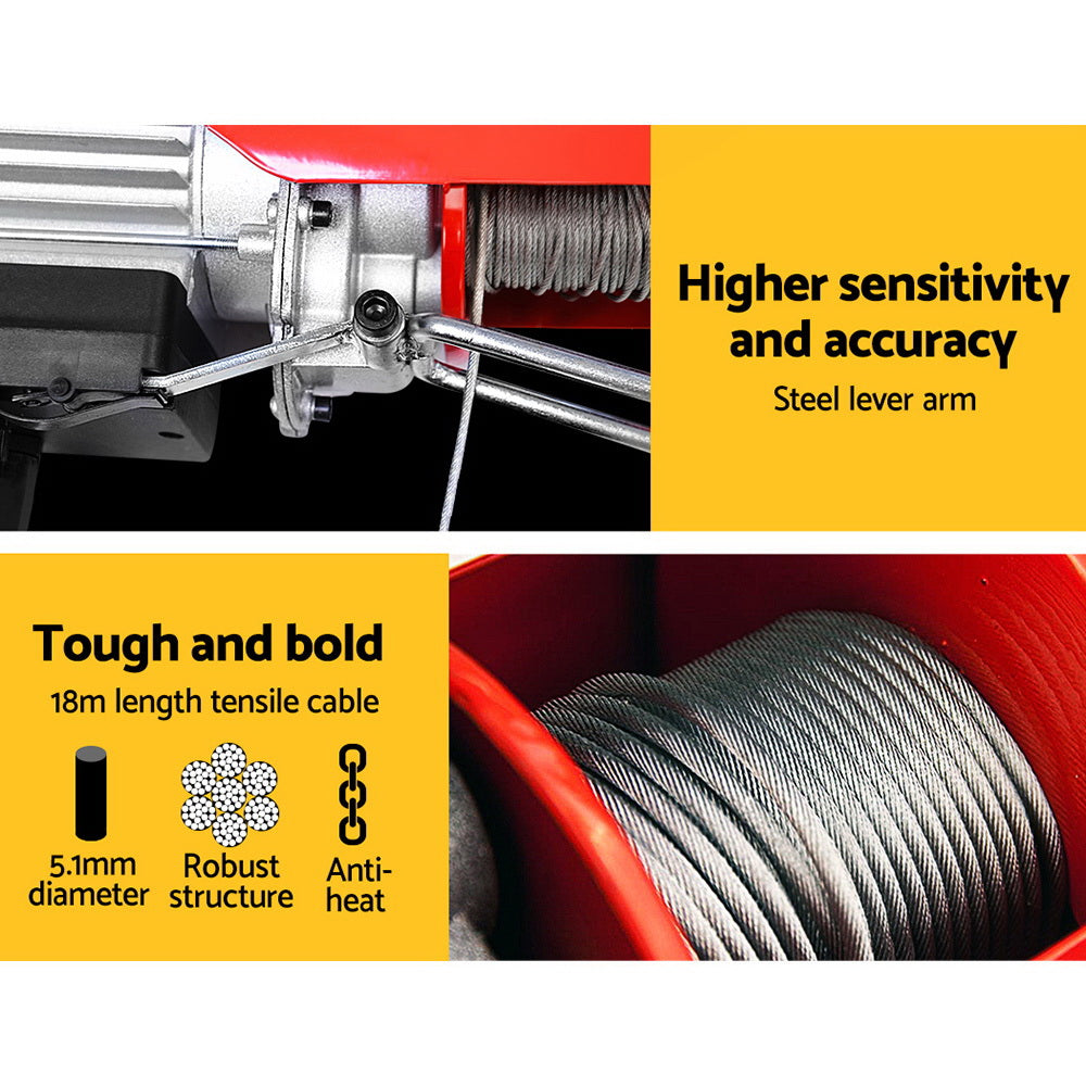Giantz Electric Hoist Winch 400/800KG Cable 20M Rope Tool Remote Chain Lifting 3