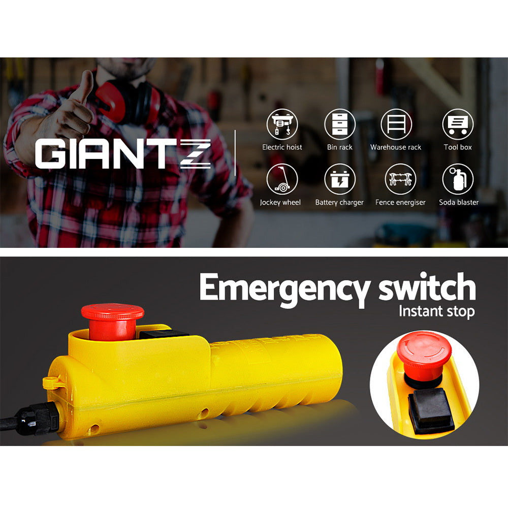 Giantz Electric Hoist Winch 500/1000KG Cable 20M Rope Tool Remote Chain Lifting 5